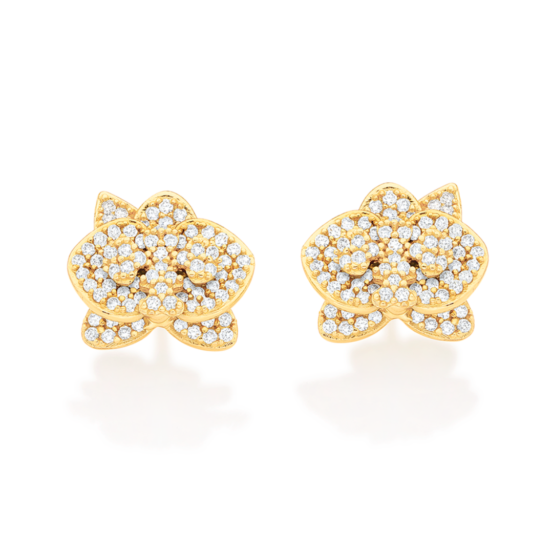 Brinco Orquídea Cravejada